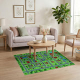 Washable Kids City Map Play Rug - Low Pile Non-Slip Traffic Mat