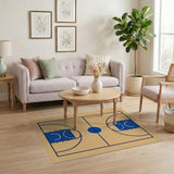 Beige and Neutral Basketball Court Geometric Area Rug