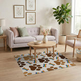 Rainbow Paw Print Kids Cartoon Area Rug