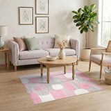 Pink Geometric Shapes Area Rug