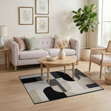 Black and White Geometric Modern Geometric Black White Area Rug