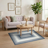 Blue Geometric Layered Area Rug