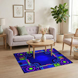 Neon Circuit Geometric Area Rug