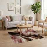 Swirling Abstract Brown and Pink Area Rug