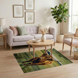 Highland Cow Geometric Green Pasture Rug