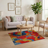 Vibrant Abstract Red Multi-Color Area Rug