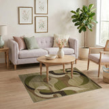 Abstract Curved Green Area Rug