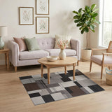 Grey Modern Geometric Grey Block Area Rug