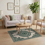 Traditional Persian Intricate Green Mandala Persian Area Rug