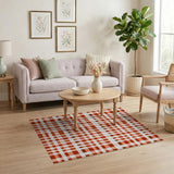 Red Gingham Plaid Farmhouse Area Rug