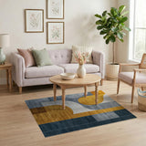 Modern Abstract Geometric Area Rug in Yellow Grey