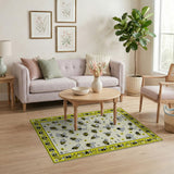Whimsical Yellow Bees on Newspaper Area Rug