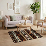 Brown and Tan Southwestern Southwestern Geometric Brown Tan Area Rug