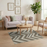 Layered Beige Zigzag Geometric Area Rug