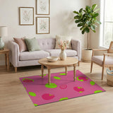 Playful Pink Strawberry Fruit Area Rug