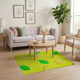 Yellow Fruit Pattern Vibrant Lemon Slices Yellow Area Rug