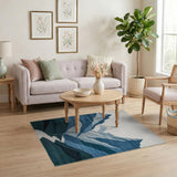 Blue and Teal Geometric Blue Mountain Peaks Area Rug