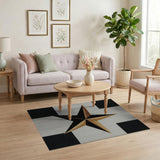 Bold Metallic Gold Star Black White Area Rug