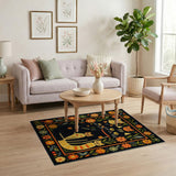 Black Cat Mama Kittens Floral Area Rug