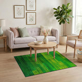 Vibrant Green-Yellow Stripe Geometric Area Rug