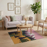 Geometric Mount Rainier Pink Forest Area Rug