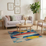 Geometric Modern Multi-color and Patterns Vibrant Geometric Abstract Multi-Color Area Rug