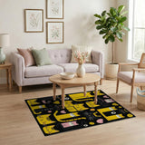 Adorable Cartoon Cats Yellow Black Area Rug
