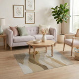 Beige Abstract Wave Hills Rug