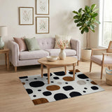 Modern Geometric Black Rust Circles Area Rug