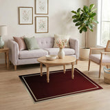 Luxe Deep Red Area Rug with Gold Border