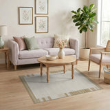 Tan Beige Striped Border Area Rug