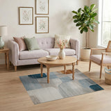 Teal Grey Abstract Geometric Geometric Modern Area Rug