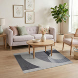 Modern Grey Abstract Circle Geometric Rug
