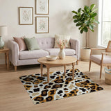Leopard Print Area Rug with Stylized Faces