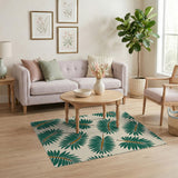 Multi-color and Patterns Green Palm Frond Pattern Area Rug