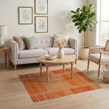 Bold Orange Striped Geometric Area Rug