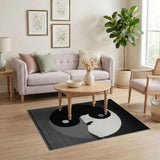 Yin-Yang Cat Silhouette Black White Area Rug