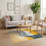 Abstract Yellow Wave Area Rug