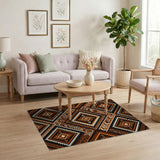 Southwestern Bold Orange Black Geometric Southwestern Rug