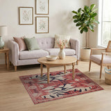 Bold Red Heritage Tribal Area Rug