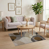 Modern Abstract Beige Grey Geometric Area Rug