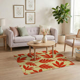 Bold Red Leaf Silhouette Area Rug