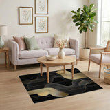 Gold Wave Abstract Geometric Area Rug