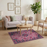 Vintage Pink Rose Medallion Rug