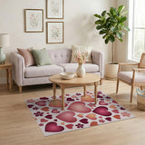 Pink Hearts Sakura Blossoms Area Rug