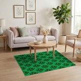 Vibrant Teal Green Damask Pattern Area Rug