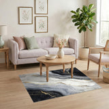 Black White Marble Abstract Area Rug