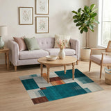 Geometric Modern Blue and Teal Teal Geometric Abstract Area Rug