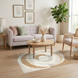 Beige Geometric Swirl Area Rug