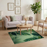Lush Green Monstera Leaf Boho Chic Area Rug